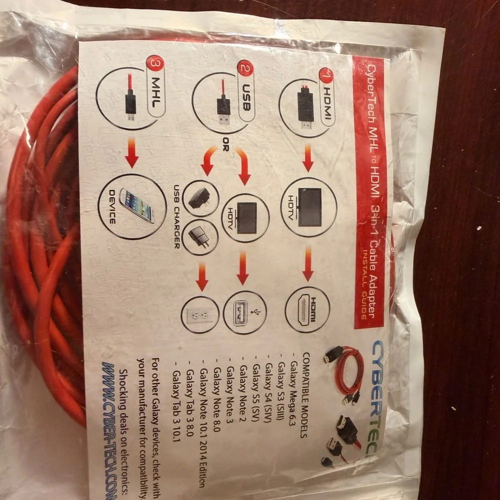 Red HDMI to USB/micro usb Cable